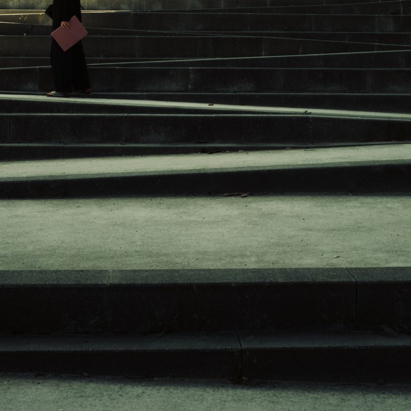 Accessible stairs with a person close to the end