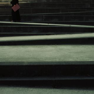 Accessible stairs with a person close to the end