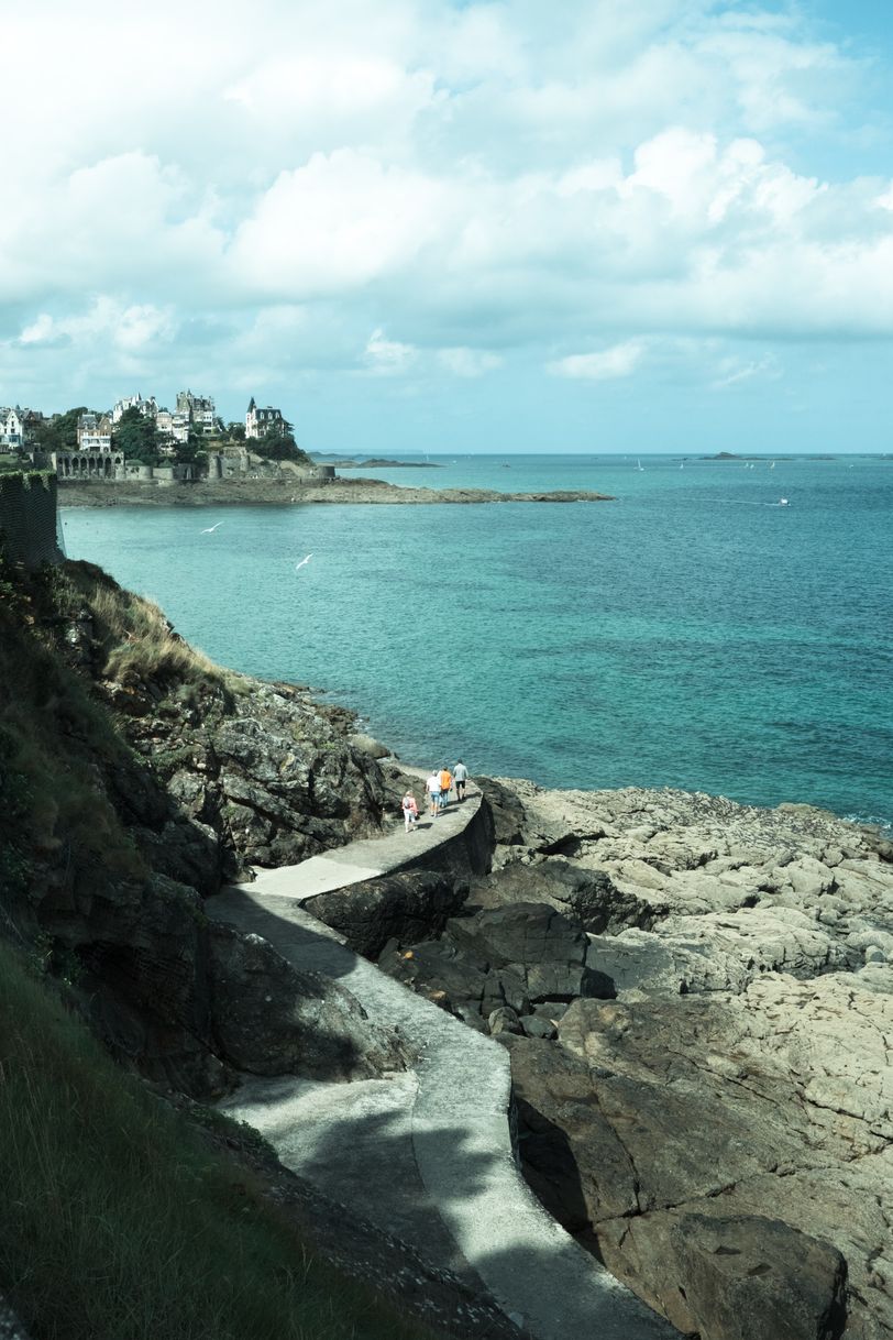 Coastline with a path walked by a few people
