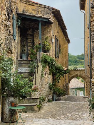 Cozy little alley in a medieval village