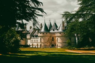 View on a renaissance castle from its garden