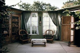 Outside living room in a garden