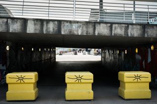 Pedestrian passage under a bridge