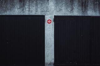 Garage entrance with a private property sign