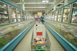 Aisle in a supermarket with so much lines