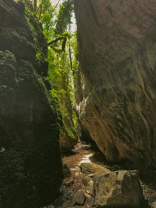 A path through a canyon that keeps getting narrower every step of the way.