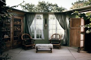 Outside living room in a garden