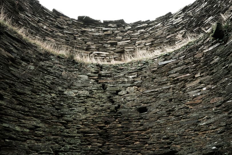 Inside the ruins of an old windmill