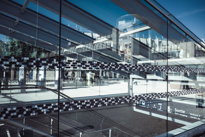 Underground entrance to a train line