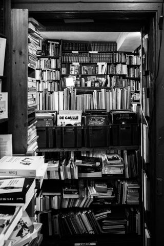 Inside of a filled up bookstore