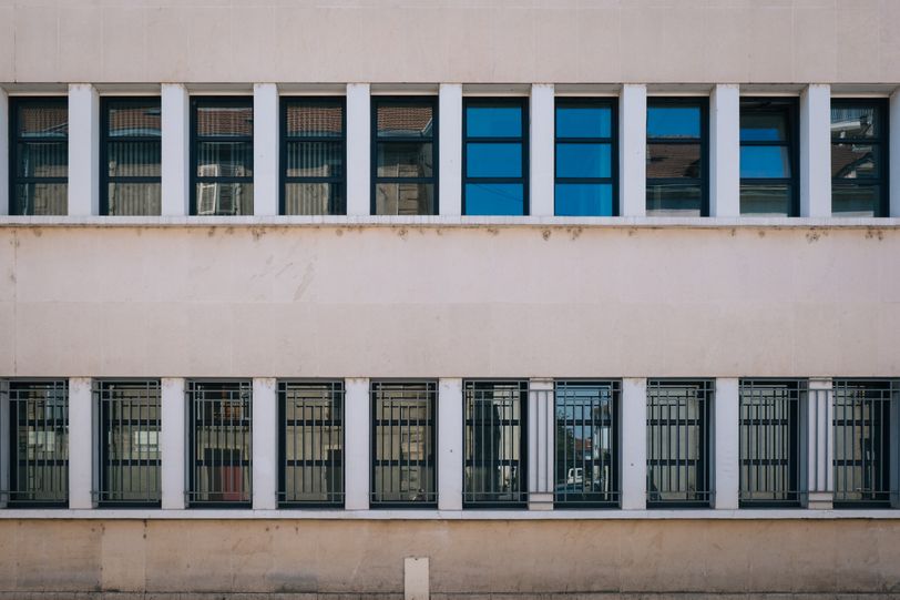 Facade of a building with a predictable pattern