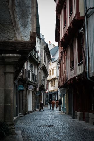 Narrow street in the old district of a town