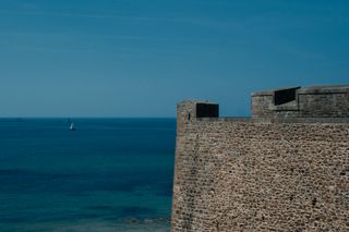 Seascape with rempart in the bottom right corner