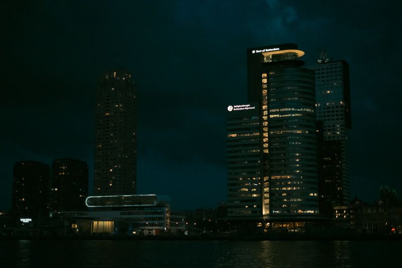 Cityscape of Rotterdam by night