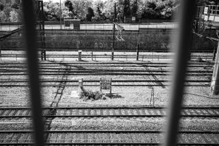 View of several railways behind bars