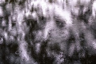Surface of a pond under the rain