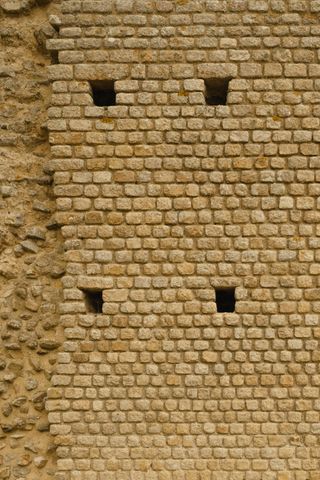 Close up on the wall of an old roman building