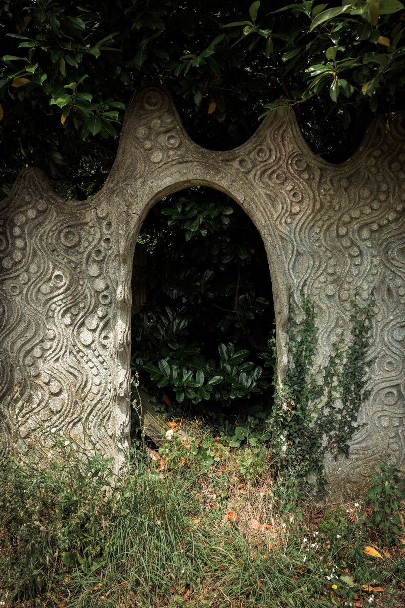 Engraved stone arch in the wild