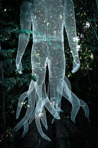 Wire sculpture in a garden