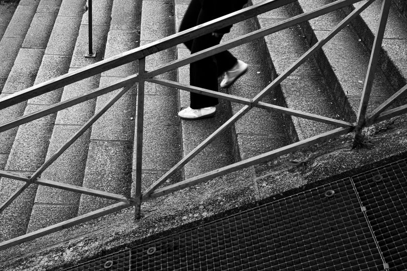 Urban stairs being taken by someone