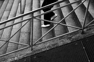 Urban stairs being taken by someone