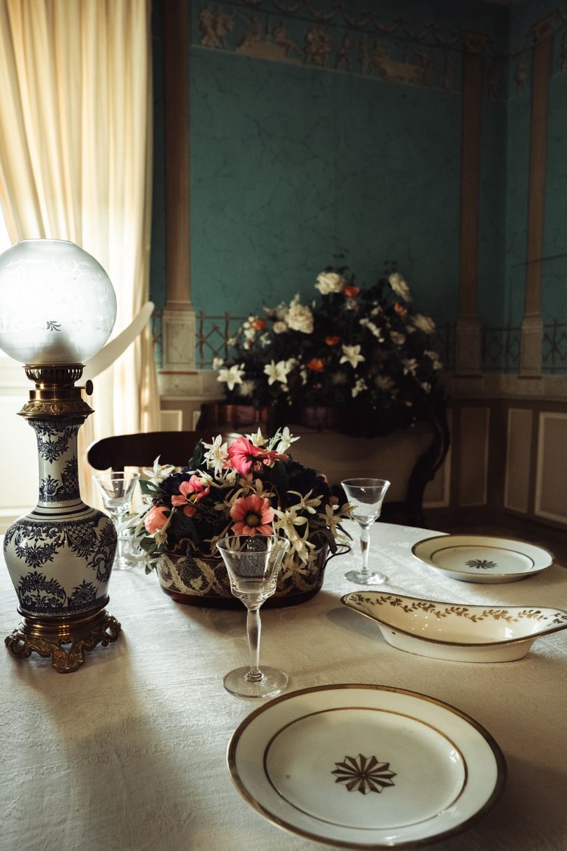 Dressed table in an old dining room